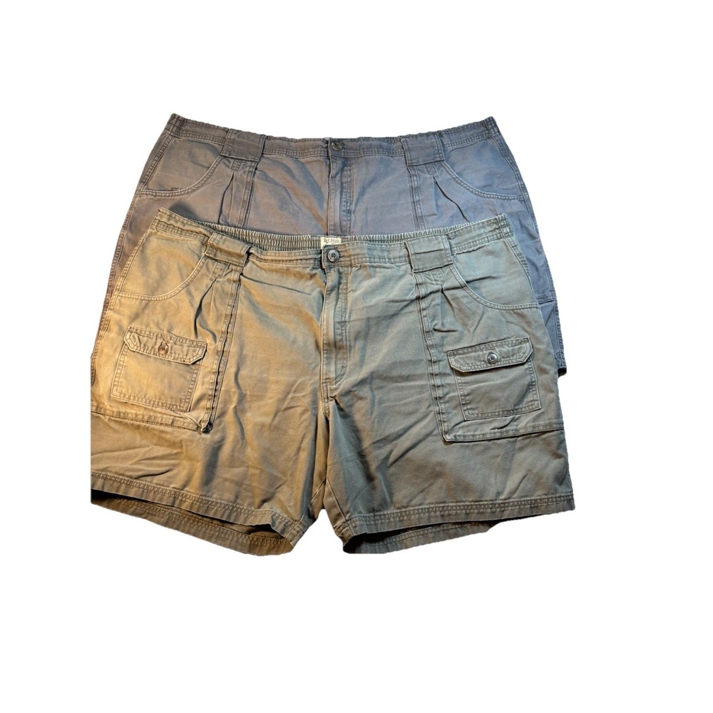 Red Head Mens Sz 48 Green & Gray Cargo Shorts Elastic Waist Cotton‎ Canvas 2Pc